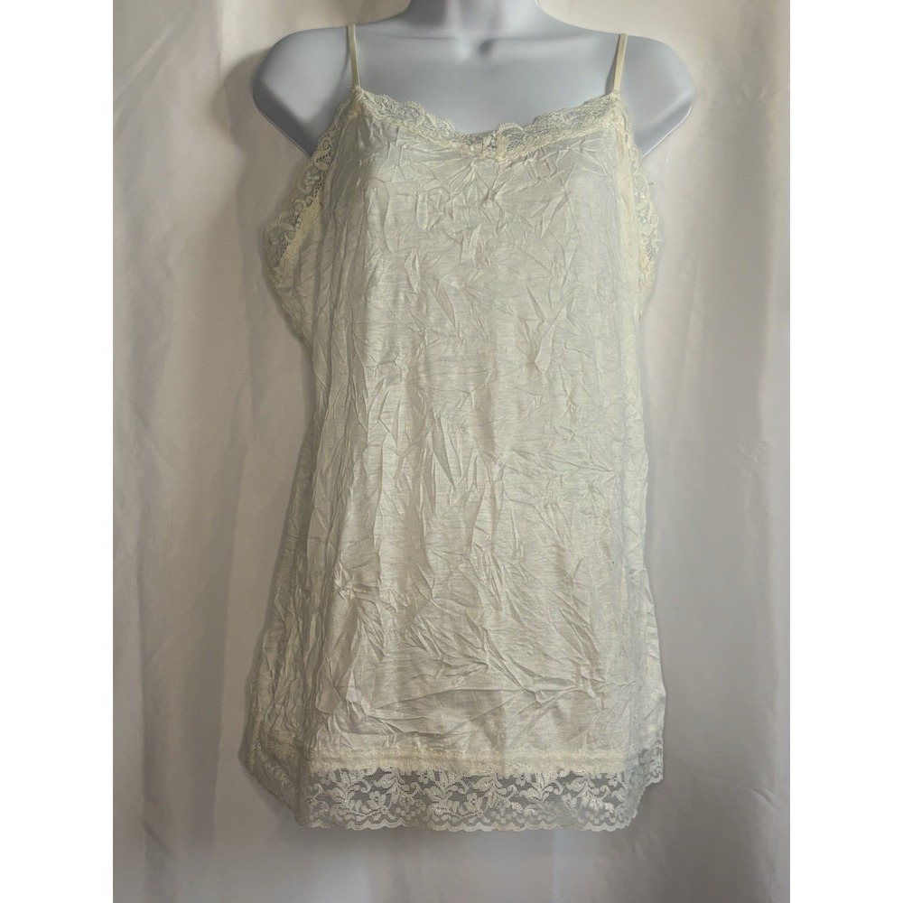 Coldwater Creek Vintage Coquette Lace Trim Camisole Adjustable Straps L (14-16)